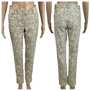 J. McLaughlin Tan & Cream Floral Stretch Jeans Size 8